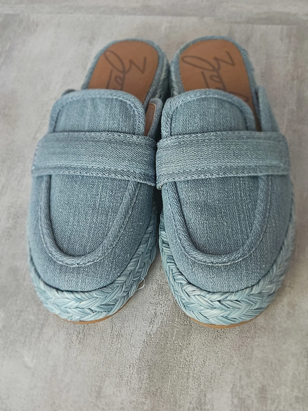 Zodiac Women's Gizelle Blue Denim Platform Espadrille Mules Slides Size 7